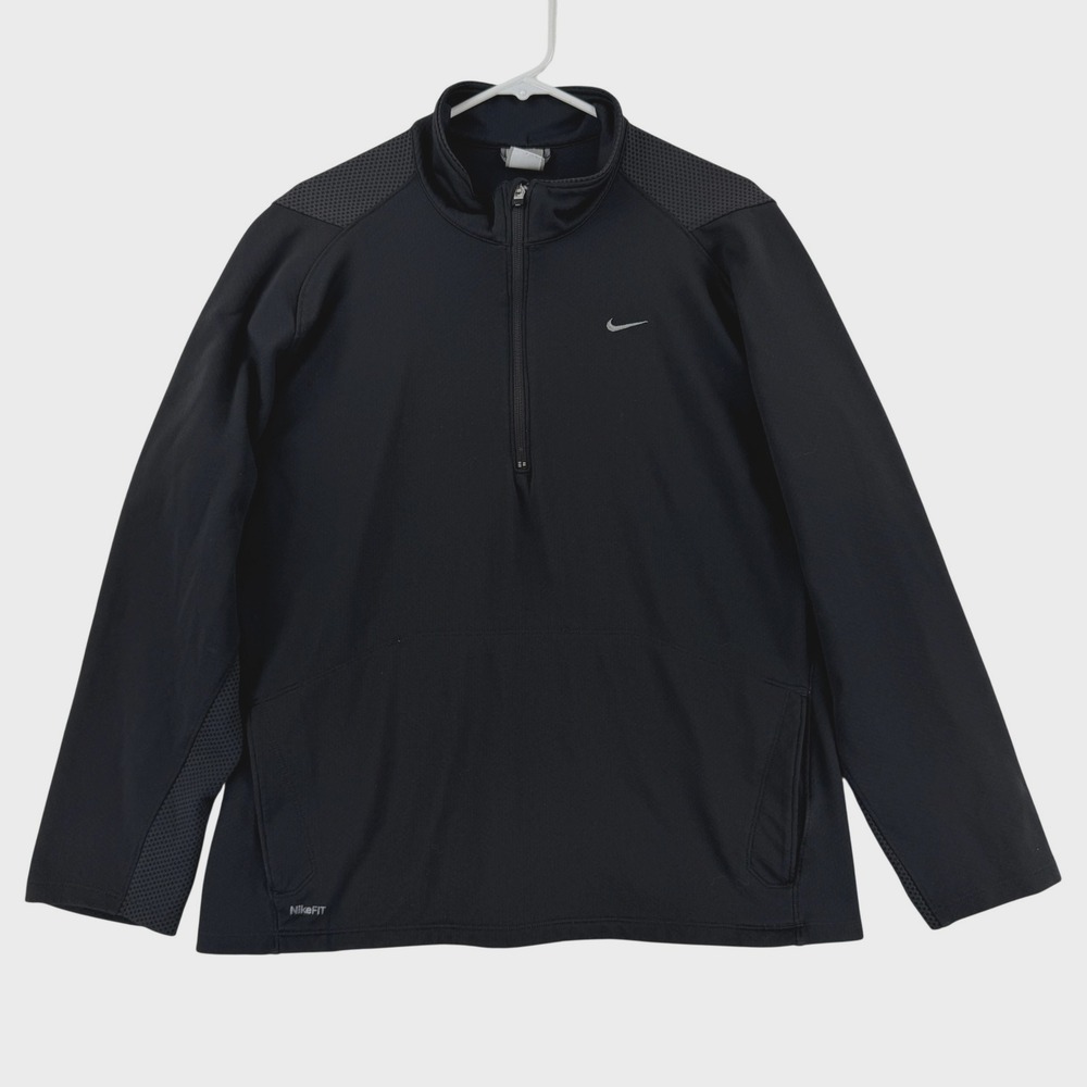 Nike Jacket Mens Large Black 1/4 Zip Long Sleeve NikeFIT Running Pullover